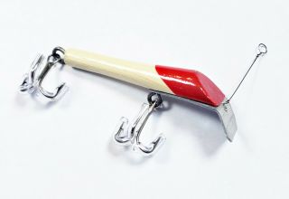 Very Rare Medium Sized Wegner Diving Minnow Lure In White Red Head Wi 1946