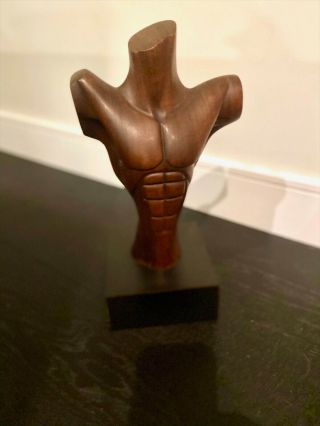 Rare And Collectible Vintage Hand Carved Sculpture - Male Muscular Torso - 80 