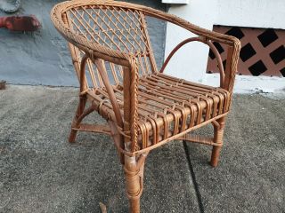 Vintage Child Size Wheat REAL Wicker Rattan Chair 2