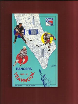 1990 - 91 York Rangers Hockey Media Guide - - - Brian Leetch Vg
