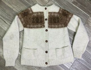 Vtg Fotrama 100 Alpaca Wool Cardigan Sweater Shrunk Craft Cutter Flaw Upcycle