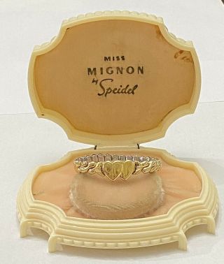 Antique Miss Mignon By Speidel Double Heart Baby Child Expansion Bracelet W/ Box