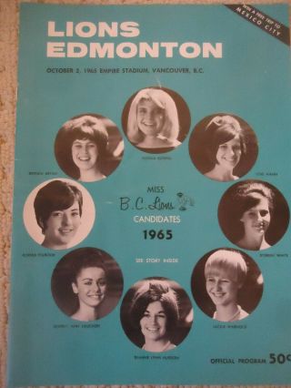 1965 Cfl Canadian Football Bc Lions Vs Edmonton Eskimos Program
