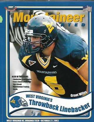 B Wvu 2003 West Virginia Mountaineers Vs Virginia Tech Football Program Cards
