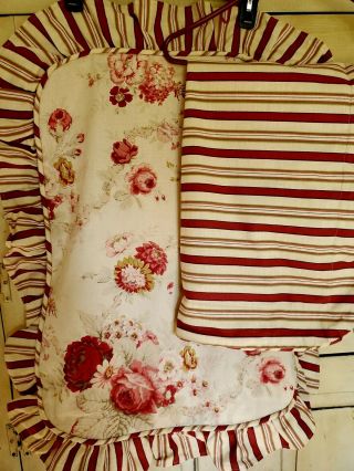 Waverly Garden Room Norfolk Rose (4) Standard Pillow Shams Stripe Ruffle Striped