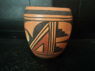 Vintage Antique Native American Hopi Pueblo 4 " Tall Polychrome Jar Pot Unsigned