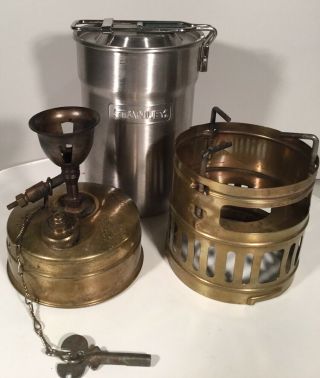 Vintage Svea 123 Swedish Camp Stove And Stanley Pot And Cup Set