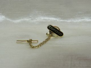 Vintage Conoco Gas Oil Goldtone Black Enamel Tie Tack Pin Type Circa 1980 