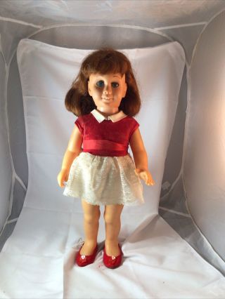 Chatty Cathy Vintage Doll With Red Velvet Dress And Shoes 1960 Sleepy Eye Canada