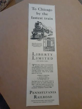 1927 Pennsylvania Railroad Newspaper Ad Liberty Limited Train
