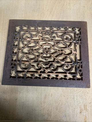 Antique Cast Iron Floor Grate Air Vent Heat Register Cover 9 5/8 X 11 5/8