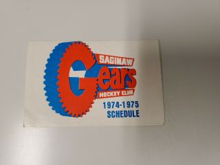 Rs20 Saginaw Gears 1974/75 Minor Hockey Pocket Schedule - Carling Black Label