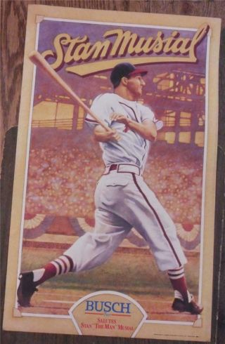 Vintage Stan Musial St Louis Cardinals Hall Of Famers Busch Beer Poster Baseball