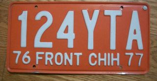 Single Mexico State Of Chihuahua (frontier Zone) License Plate - 1976/77 - 124yta