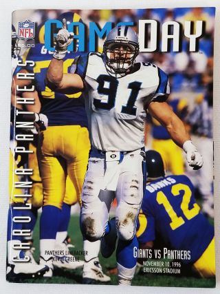 November 10,  1996 Carolina Panthers Game Day Program Giants Vs Panthers