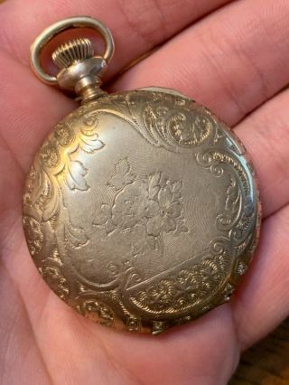 Antique Elgin Watch Fancy Engraved Hunter Case Pocket Watch Gold Filled Nr