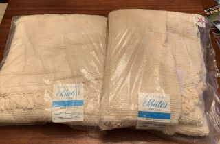2x Vintage Bates Antique White Chenille Bedspread Size Twin Style 2048 - D