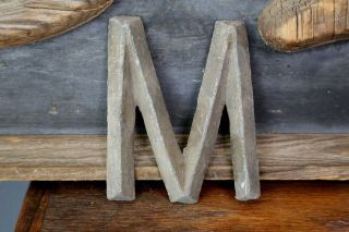 Antique Brass Letter " M " Trade Sign Folk Art Primitive School House Teacher Farm