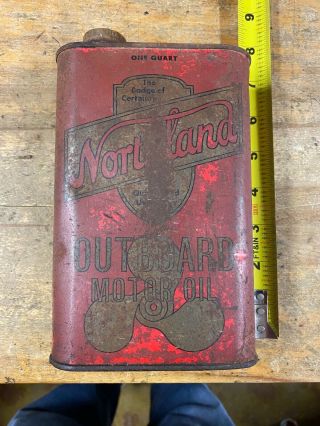 Northland Outboard Motor Oil Antique Oil Can Red From Waterloo Iowa