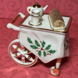 Lenox Vintage Porcelain Tea Cart Christmas Tree Ornament - Unusual & Detailed