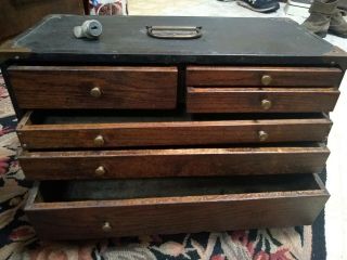 Antique Wood 6 Drawer Machinist Tool Chest