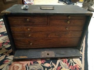 Antique Wood 6 Drawer Machinist Tool Chest 2
