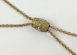 Antique Victorian Gold Filled Seed Pearl Pocket Watch Slide Chain Necklace