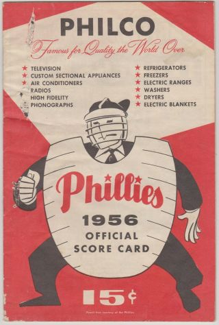 1956 Philadelphia Phillies Vs St Louis Cardinals Scorecard Musial Ashburn Ennis