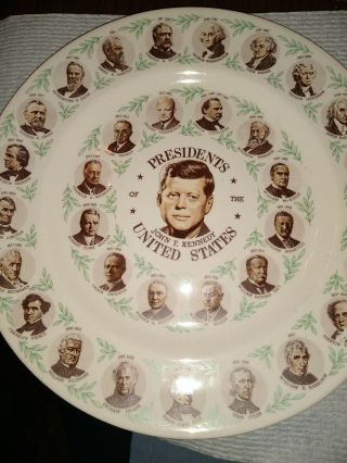 Vintage John F.  Kennedy & All Prior Presidents Ceramic Plate – 10 1/8” Across