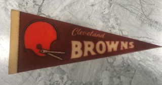 Vtg Nfl Cleveland Browns 2 - Bar Helmet Mini Pennant 4”x 9” Felt Banner - Undamaged