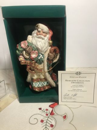 Vintage Santa Holding Wreath Christmas Bell Fitz And Floyd Classics 51/2” Uec