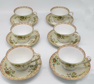Vintage Yamaka China Tea Cups & Saucer Yam6 Pattern Set Of 6 Euc