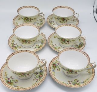 Vintage Yamaka China Tea Cups & Saucer YAM6 Pattern Set of 6 EUC 2