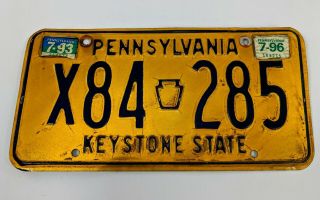 Pennsylvania Pa License Plate X84285 July 1993 1996 Keystone State
