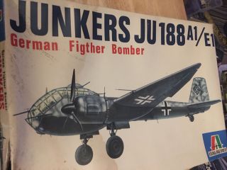 Vintage Italeri Italaerei Junkers Ju 188 A1 - E1 1/72 Rough Box & Decals