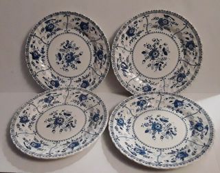 Euc Antique “indies Blue” Johnson Brothers Dinner Plates Set Of 4 (england) Htf