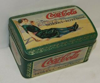 Vintage Coca - Cola Tin Box With Hinged Lid,  Delicious And Refreshing,  1993,  6.  25 "