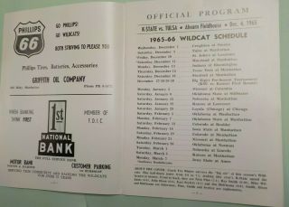 Kansas State Wildcats vs.  Tulsa Basketball Game Official Program Dec.  4,  1965 3