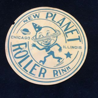 Planet Roller Skate Rink (chicago,  Illinois) Sticker/label Vtg Advertising