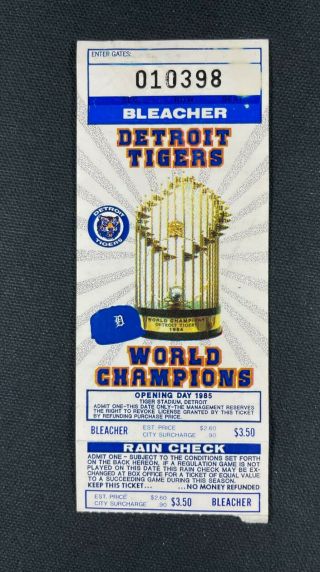 Vintage 1985 Opening Day Detroit Tigers Ticket Stub