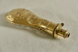 Antique English Brass Powder Flask By J W Hawksley -.
