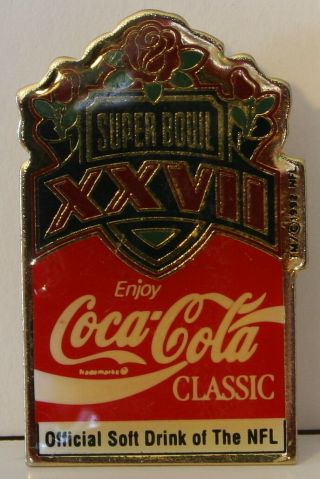 1993 Bowl Xxvii Dallas Cowboys Vs.  Buffalo Bills Coca - Cola 1 1/2 " Pin