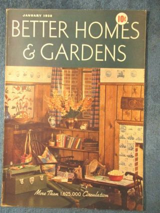 Vintage Better Homes & Gardens Jan,  1938 Many Cover,  Ads