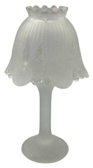 Vntg Partylite Frosted Glass Fairy Tea Light Candle Lamp With Shade - 10 " Tall