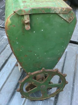 Seed Planter Hopper Bin vintage antique john deere green gear box 4 legged deer 3