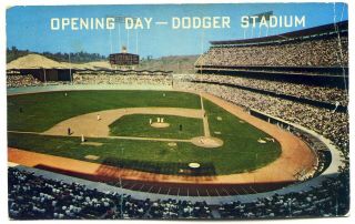 Dodger Stadium Opening Day Los Angeles 1962 Pm Postcard Baseball L - 155