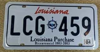 Louisiana Purchase Bicentennial License Plate Lcg 459 Bayou 1803 Orleans