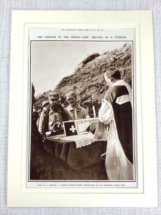 1915 Print Ww1 French Military Chaplain Catholic Mass The Trenches War