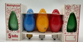 Box Of 5 Vintage Ge Christmas Light Bulbs C - 9 1/2 Type Multi Color &@ok