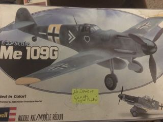 Vintage Revell 1/32 Me109g 4407 Parts Kit.  Missing Decals & Canopy,  Good Parts